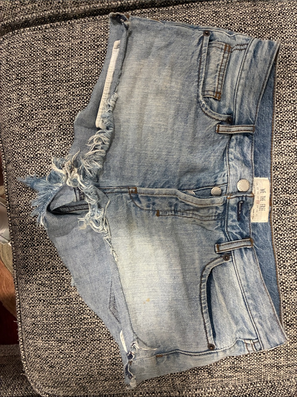Free People Light Blue Distressed Denim Cutoff Shorts